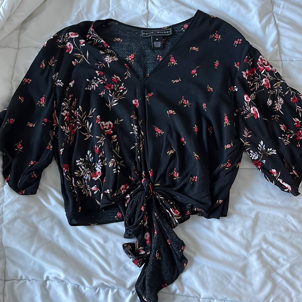Black floral dress top